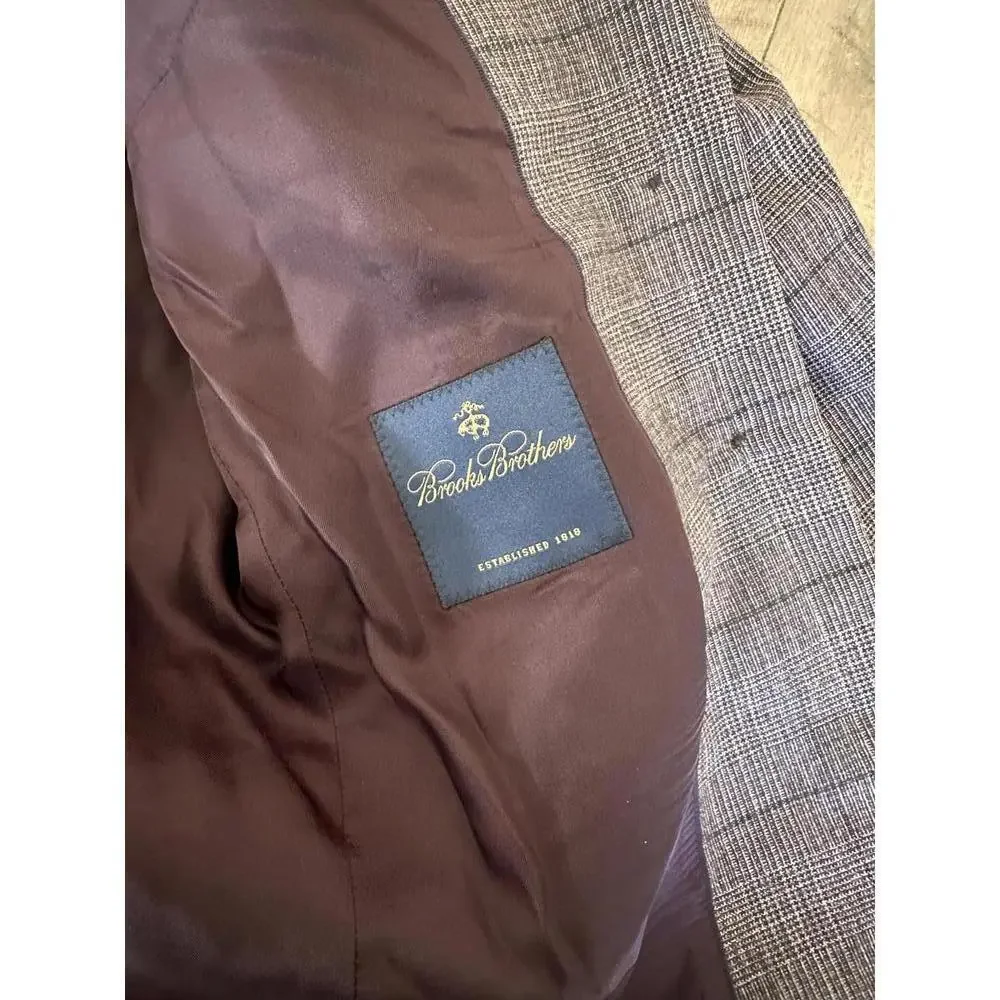 Brooks Brothers Wool & Cashmere Blend Purple Plaid Blazer Jacket Women’s size 12 - Picture 7 of 15